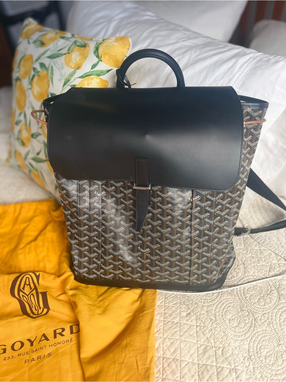 Goyard Black Canvas Backpack